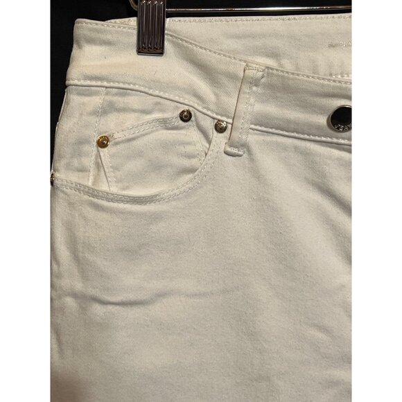 Chicos Platinum White Jeggings Size 0 Frayed Hem Stretch Denim Pants - Picture 7 of 8